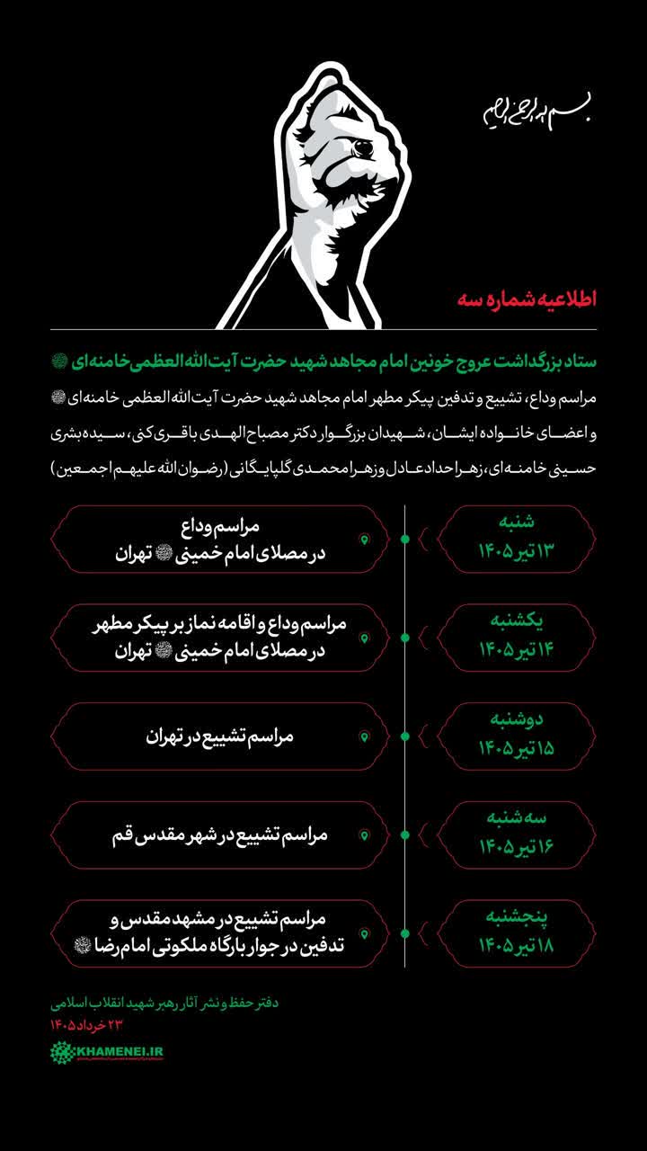 مراسم وداع، تشییع و تدفین پیکر مطهر آن امام مجاهد شهید